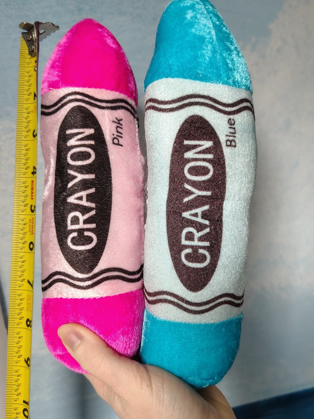 9" 2 Crayon Plush Stuffed Animals Kid's Room Decor in Pink and Blue No Tags